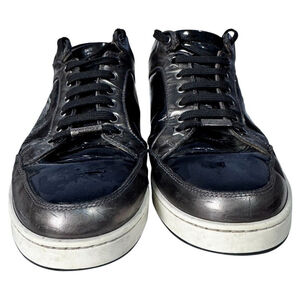 Jimmy Choo black/silver Leather Miami Low Top Sneakers Size 39 (US‎ 8.5) woman's